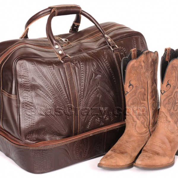 bag leather tooled boot duffel bags western luggage texas boots cowboy mens crazy