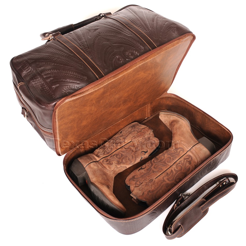 Boot Bag Duffel Large Tooled Leather - Western Luggage