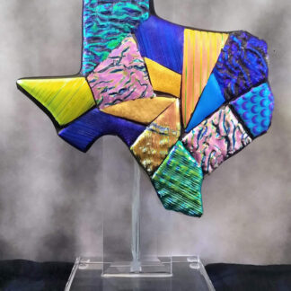 map of Texas art glass sculpture medium
