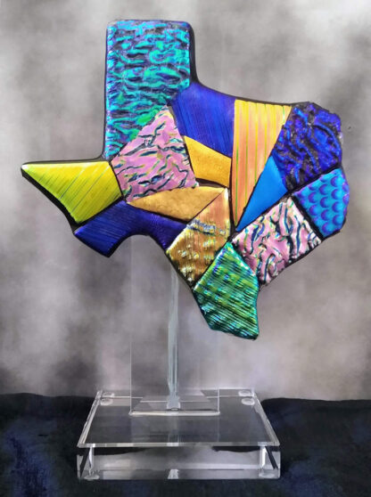 map of Texas art glass sculpture medium