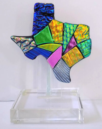 map of texas art glass sculpture medium 2