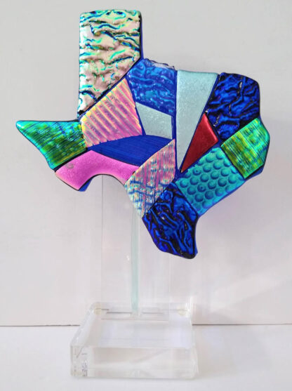 texas map art glass sculpture large 2