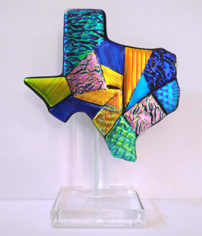 texas map art glass desk sculpture large