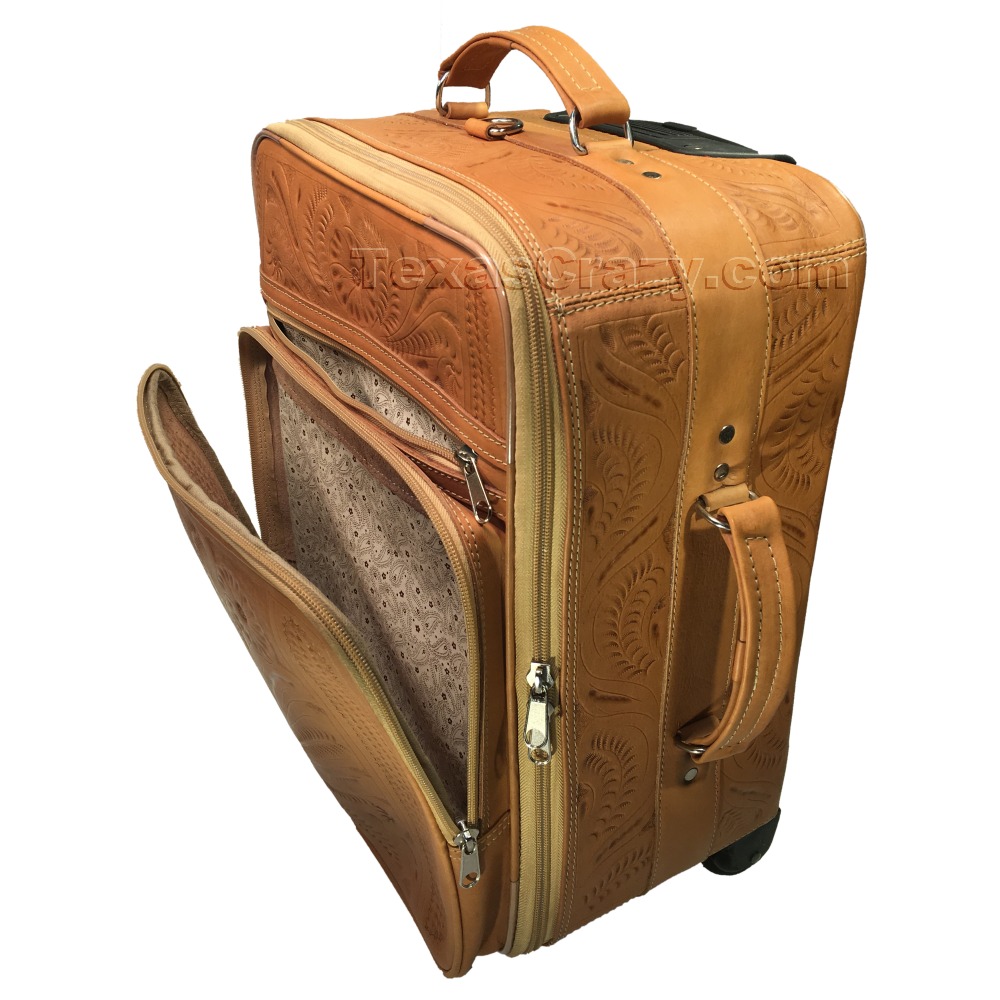 Tooled Leather Suitcase Carry On Travel Bag 840 L