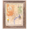 Texas Revolution Map 1836 Framed Large - Republic of Texas Decor