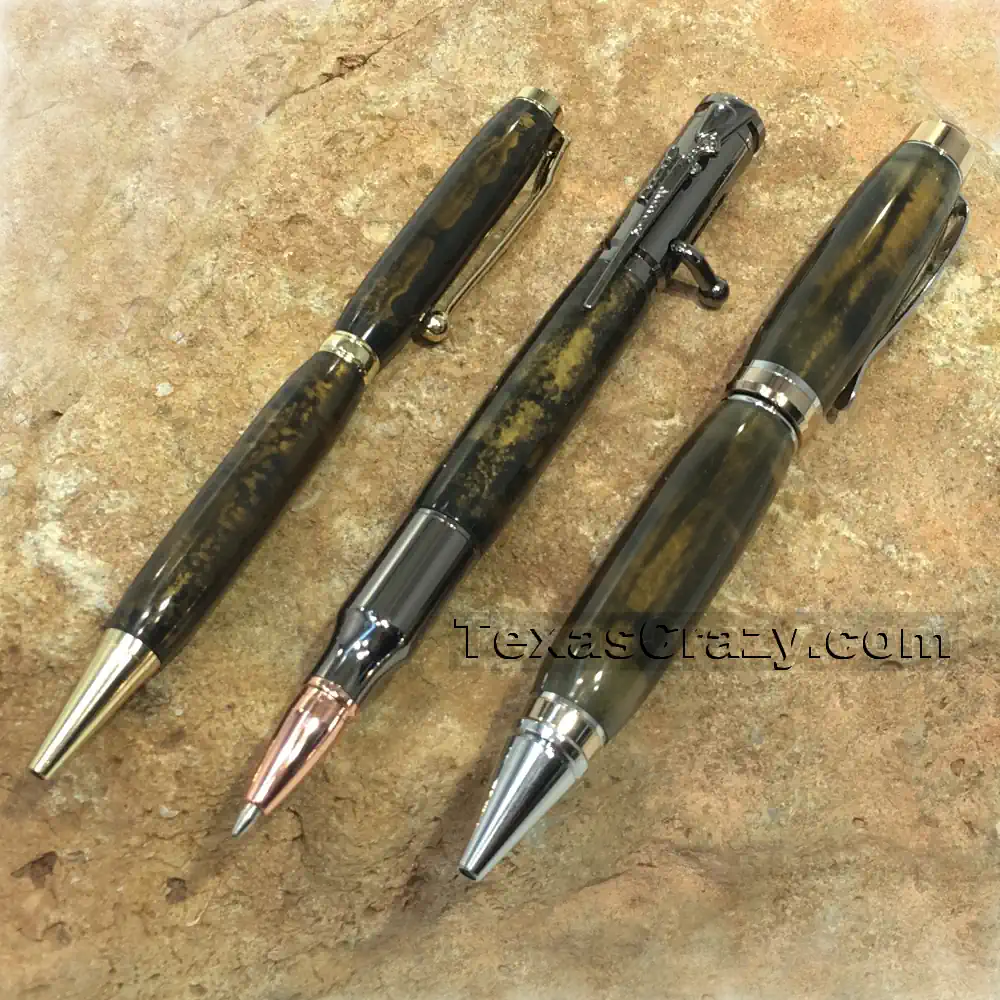 Dark Walnut Wood Custom Engraved Pen Set with Gold Gift Box