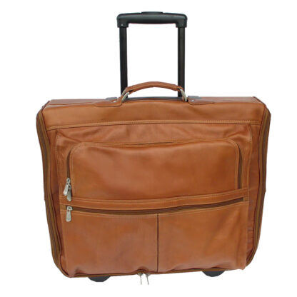leather wheeled garment bag 2019 Piel luggage front view