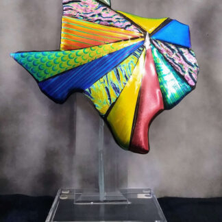 map of texas starburst art glass sculpture large