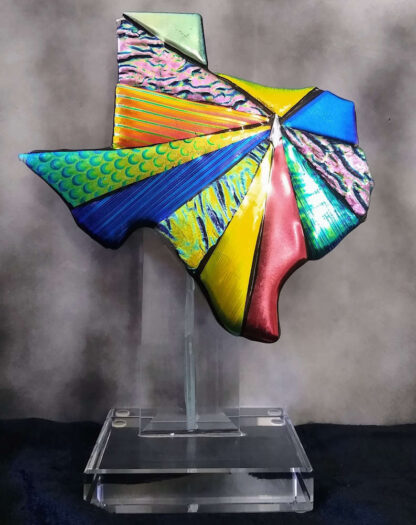 map of texas starburst art glass sculpture large