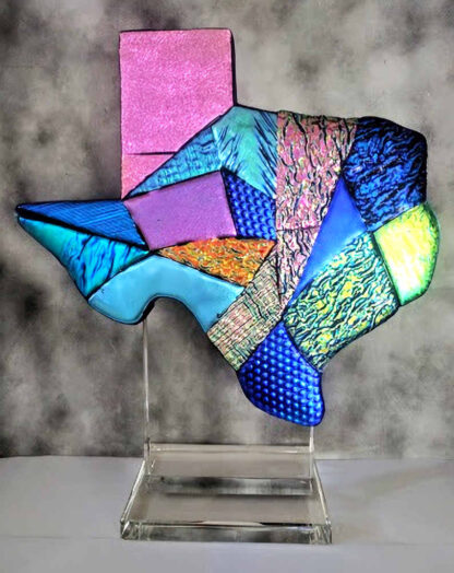 texas map art glass sculpture extra large