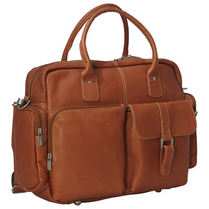 leather laptop bag personalized 3138 in saddle color