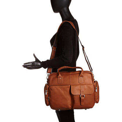 leather laptop bag personalized 3138 on model